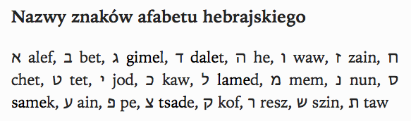 hebrajskie literki